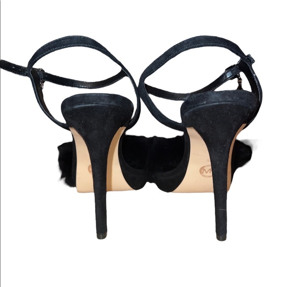 Michael Kors Black Fur Strappy Heels size 9.5 - Picture 3 of 7